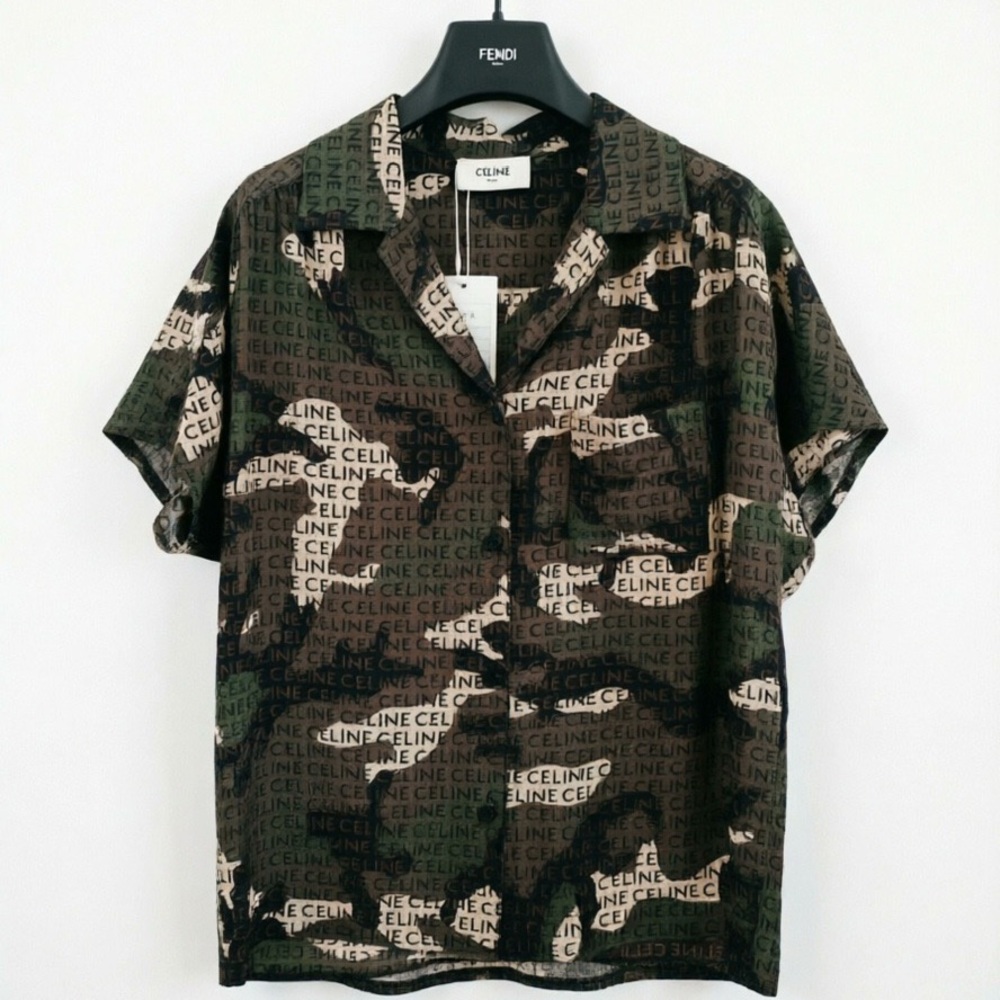 Authentic Celine Men's Logo Camouflage Shirt